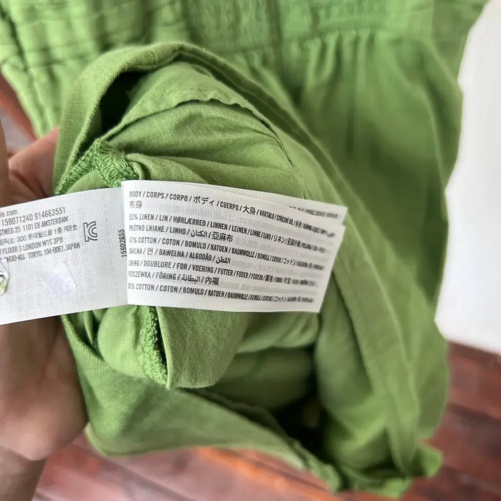 Abercrombie Emerson Linen Blend Skort Green XLT Adjustable Waist Smocked Back - Picture 10 of 10